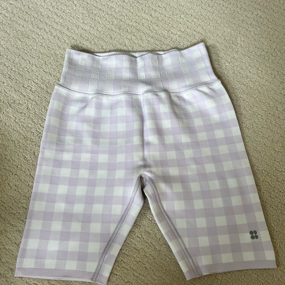 Sweaty Betty Lavender Checkered Bike Shorts